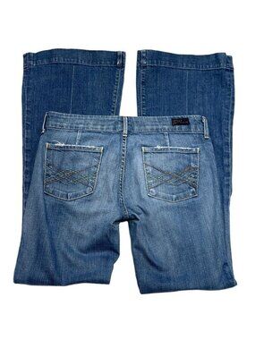 7 For All Mankind Low Waist Full Leg Jeans Size 30 Made In USA Blue Denim Cotton